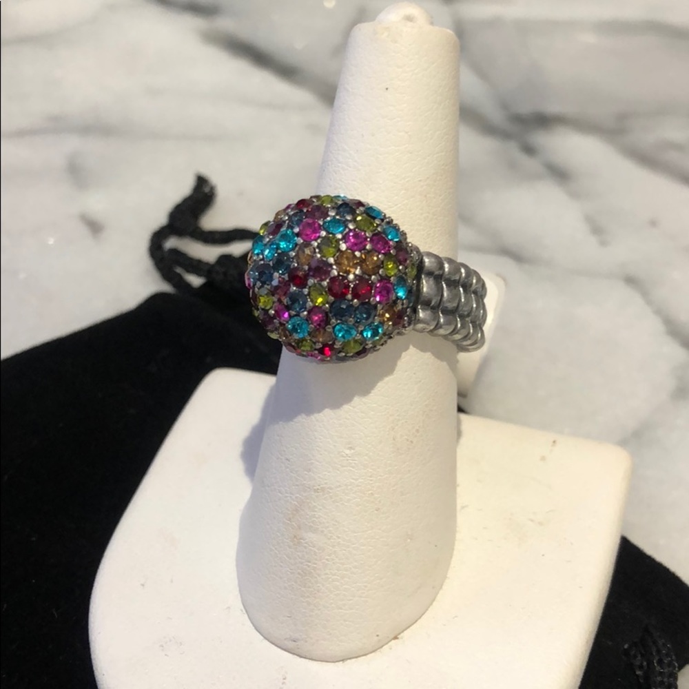 Disco Ball Pavé Crystal Stretch Ring, NWT